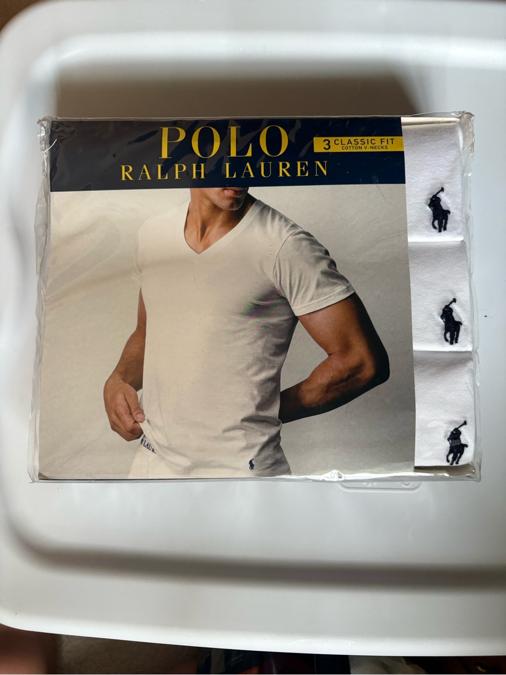 NEW Polo by Ralph Lauren Men's White V-Neck Short Sleeve Shirt - Classic Fit